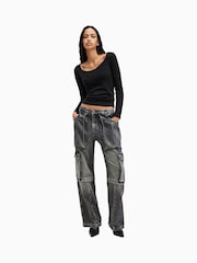 Negro - AllSaints Rina Long Sleeve Scoop Neck T-Shirt - Imagen 5 de 6