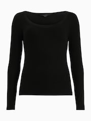 Negro - AllSaints Rina Long Sleeve Scoop Neck T-Shirt - Imagen 6 de 6
