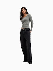 Gris - AllSaints Rina Long Sleeve Scoop Neck T-Shirt - Imagen 4 de 6