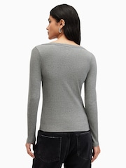 Gris - AllSaints Rina Long Sleeve Scoop Neck T-Shirt - Imagen 5 de 6