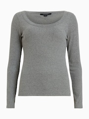 Gris - AllSaints Rina Long Sleeve Scoop Neck T-Shirt - Imagen 6 de 6