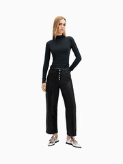 AllSaints Blue Rina Long Sleeve Roll Neck T-Shirt - Image 4 of 6