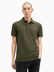 AllSaints Green Reform Short Sleeve Polo Shirt - Image 1 of 6