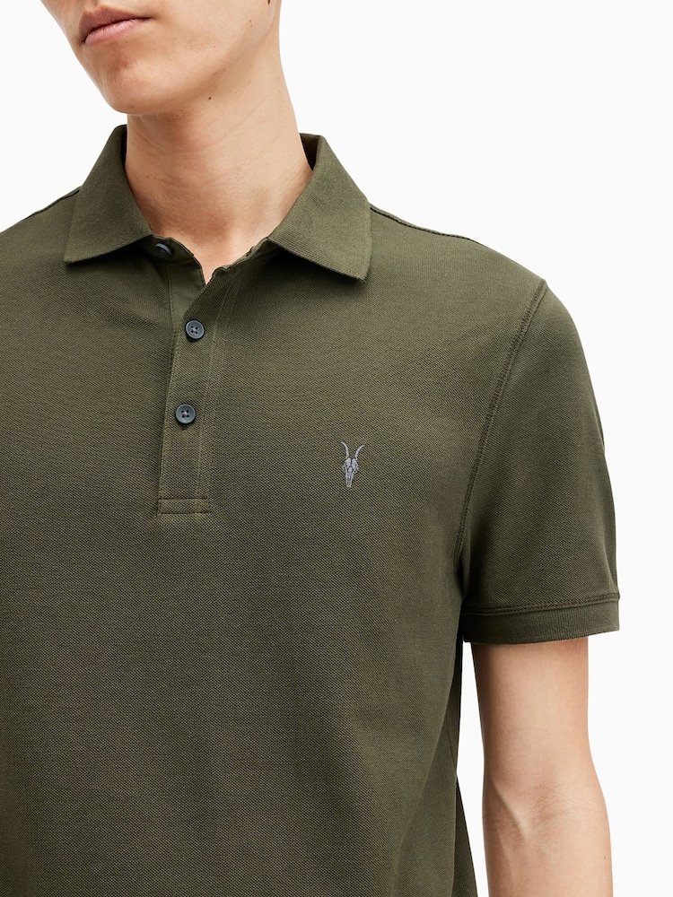 AllSaints Green Reform Short Sleeve Polo Shirt - Image 2 of 6