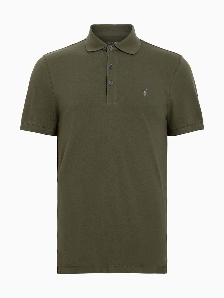 AllSaints Green Reform Short Sleeve Polo Shirt - Image 6 of 6