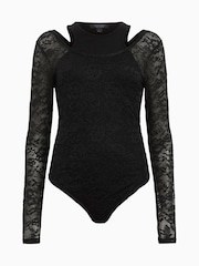 AllSaints Black Nori Lace Bodysuit - Image 7 of 7