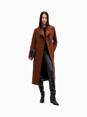 AllSaints Brown Riley Coat - Image 1 of 6