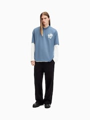 AllSaints Blue Orlando Short Sleeve Crew Neck Cotton T-Shirt - Image 4 of 8