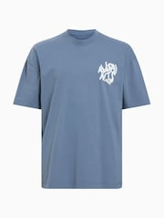AllSaints Blue Orlando Short Sleeve Crew Neck Cotton T-Shirt - Image 8 of 8