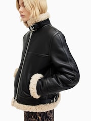 AllSaints Black Lorel Flying Jacket - Image 1 of 8