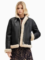 AllSaints Black Lorel Flying Jacket - Image 3 of 8