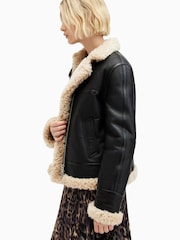 AllSaints Black Lorel Flying Jacket - Image 4 of 8