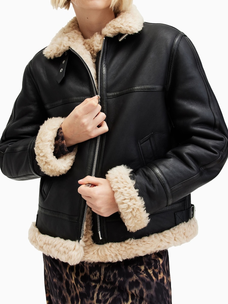 AllSaints Black Lorel Flying Jacket - Image 5 of 8