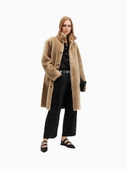 AllSaints Brown Serra Shearling 100% Cotton Coat - Image 1 of 10