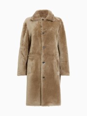 AllSaints Brown Serra Shearling 100% Cotton Coat - Image 10 of 10