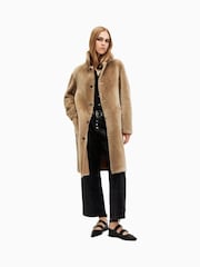 AllSaints Brown Serra Shearling 100% Cotton Coat - Image 3 of 10
