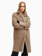 AllSaints Brown Serra Shearling 100% Cotton Coat - Image 4 of 10