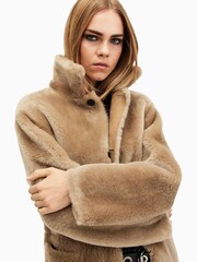 AllSaints Brown Serra Shearling 100% Cotton Coat - Image 7 of 10