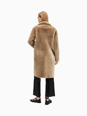 AllSaints Brown Serra Shearling 100% Cotton Coat - Image 8 of 10