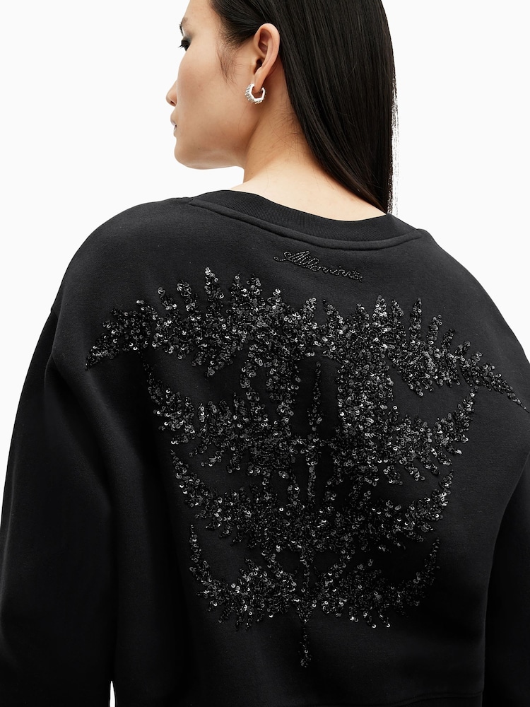 AllSaints Black Fern Emb Sweatshirt - Image 2 of 7