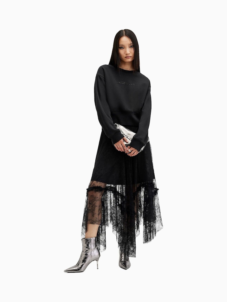 AllSaints Black Fern Emb Sweatshirt - Image 3 of 7