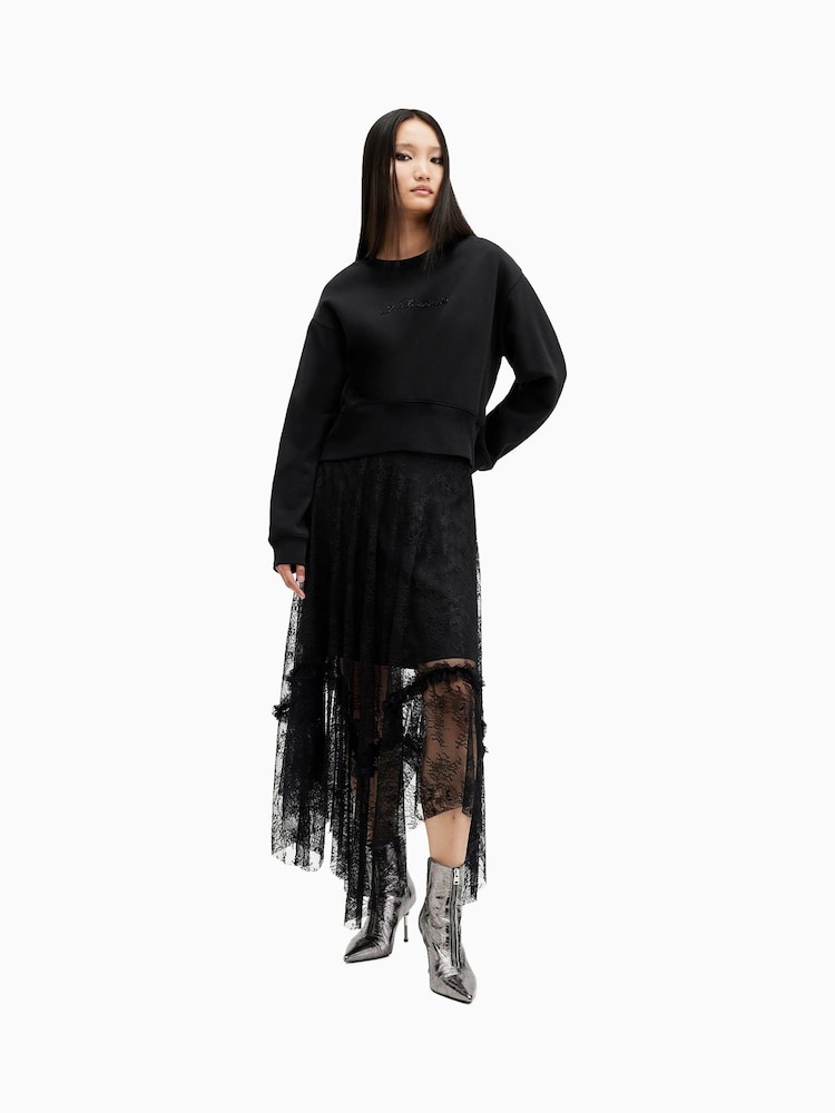 AllSaints Black Fern Emb Sweatshirt - Image 5 of 7