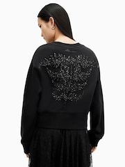 AllSaints Black Fern Emb Sweatshirt - Image 6 of 7
