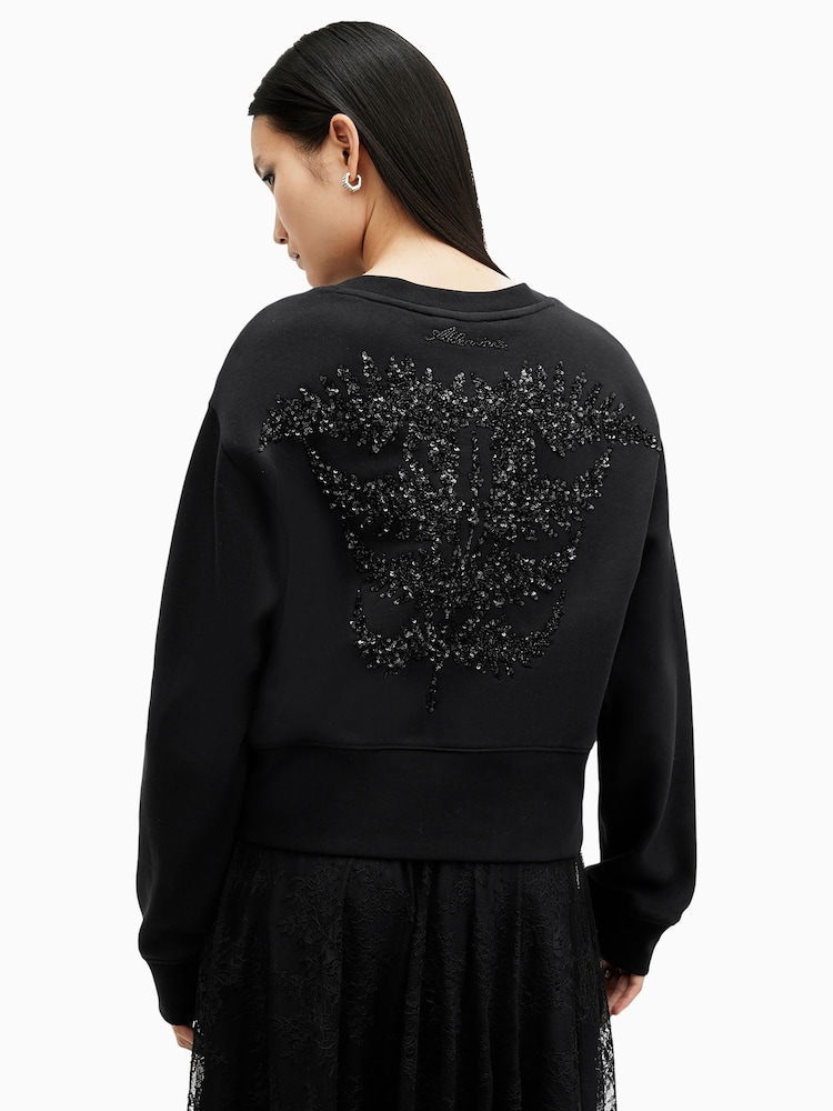 AllSaints Black Fern Emb Sweatshirt - Image 6 of 7