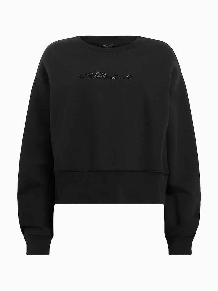 AllSaints Black Fern Emb Sweatshirt - Image 7 of 7 AllSaints Black Fern Emb Sweatshirt - Image 7 of 7