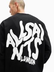 AllSaints Black Orlando Crew Neck 100% Cotton Sweatshirt - Image 2 of 7