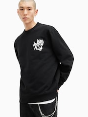 AllSaints Black Orlando Crew Neck 100% Cotton Sweatshirt - Image 4 of 7