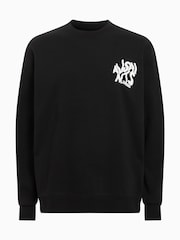 AllSaints Black Orlando Crew Neck 100% Cotton Sweatshirt - Image 7 of 7