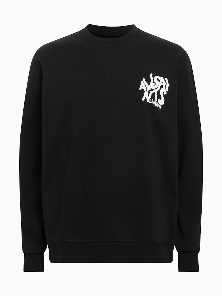 AllSaints Black Orlando Crew Neck 100% Cotton Sweatshirt - Image 7 of 7