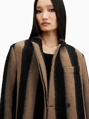 AllSaints Black James Stripe Coat - Image 2 of 7