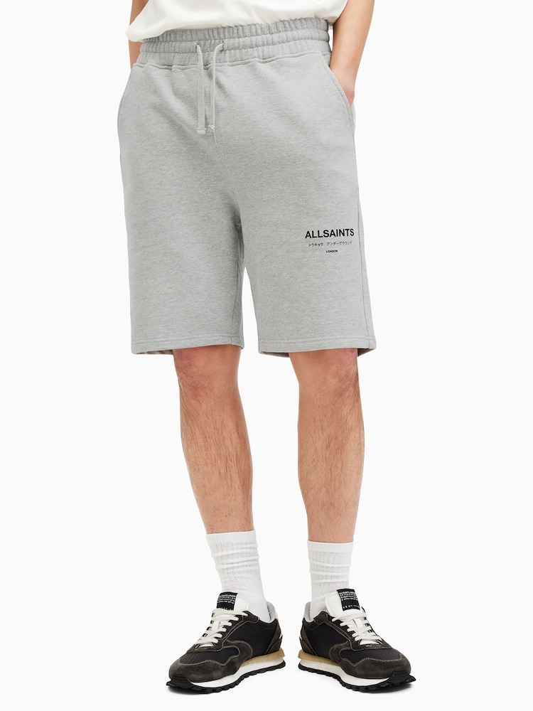 AllSaints Grey Underground 100% Cotton Sweat Shorts - Image 1 of 9
