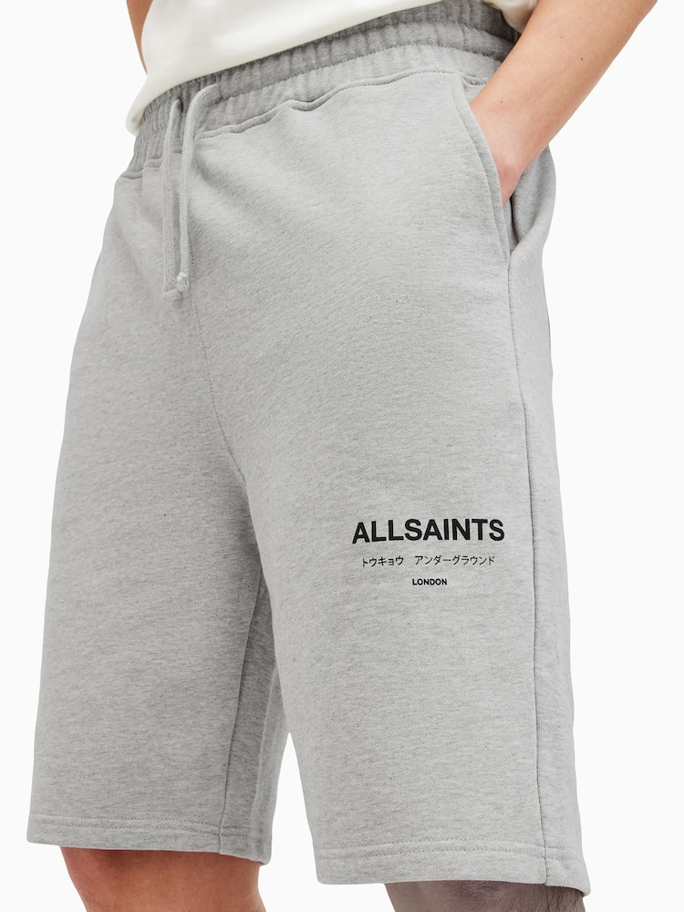 AllSaints Grey Underground 100% Cotton Sweat Shorts - Image 3 of 9