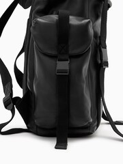 AllSaints Black 100% Cotton Mars Leather Backpack - Image 6 of 8