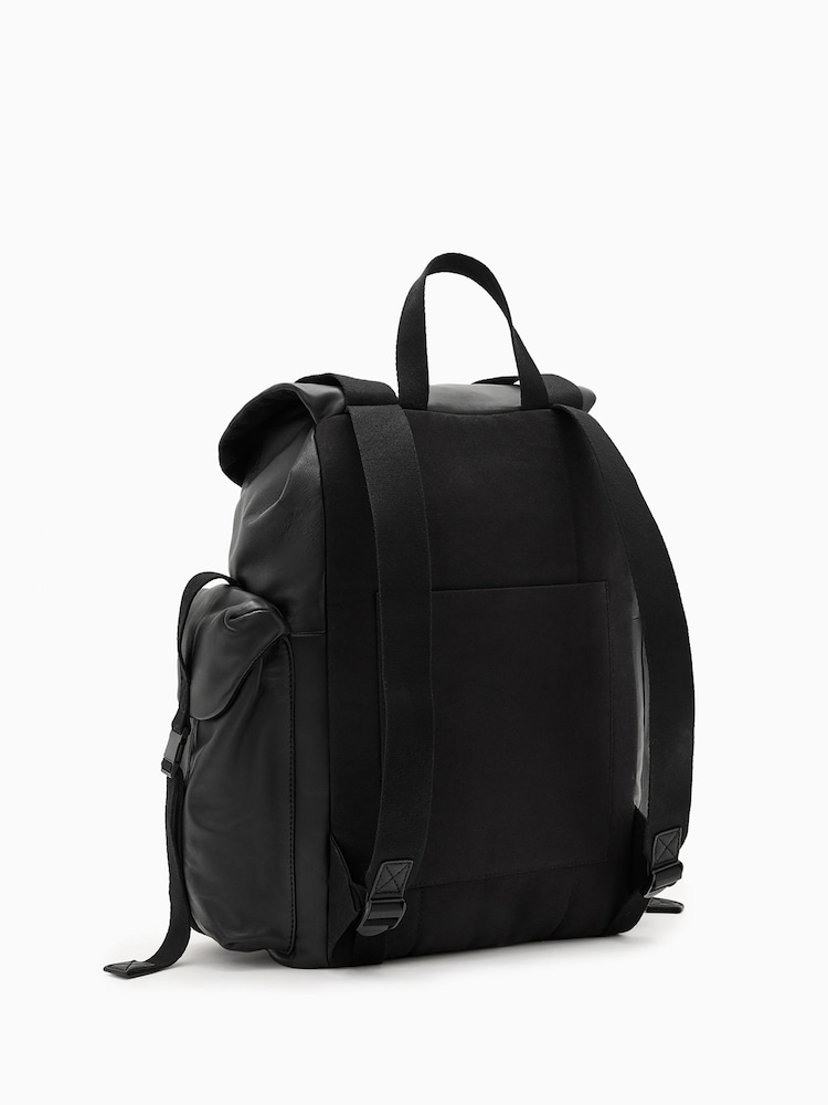 AllSaints Black 100% Cotton Mars Leather Backpack - Image 8 of 8