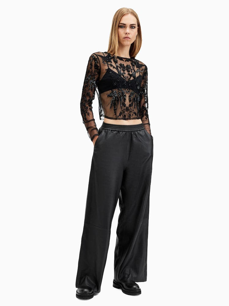 AllSaints Black Aspen Trousers - Image 5 of 7
