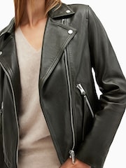AllSaints Green Dalby Biker Jacket - Image 2 of 7