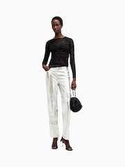 AllSaints Black Edana Lace Long Sleeve Top - Image 2 of 6