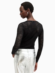 AllSaints Black Edana Lace Long Sleeve Top - Image 5 of 6