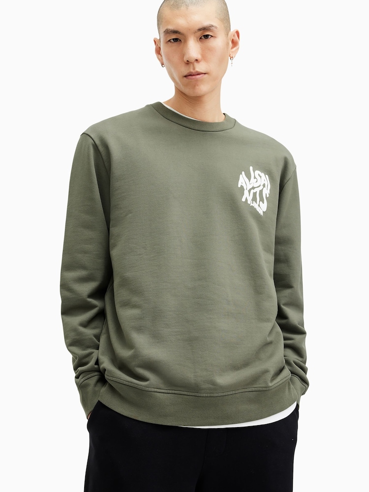 AllSaints Green Orlando Crew Sweatshirt - Image 1 of 8