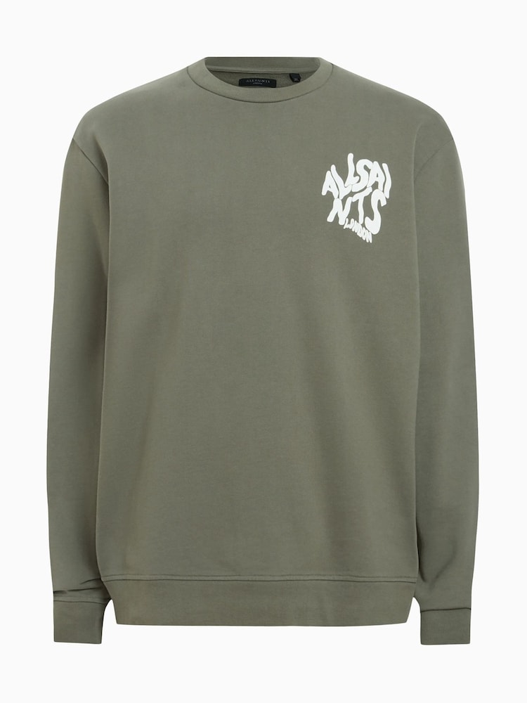 AllSaints Green Orlando Crew Sweatshirt - Image 8 of 8