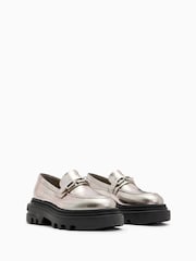 AllSaints Grey Alexia Chain Loafers - Image 2 of 5