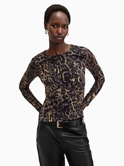 AllSaints Leopard Print Edana Mesh Top - Imagen 1 de 6