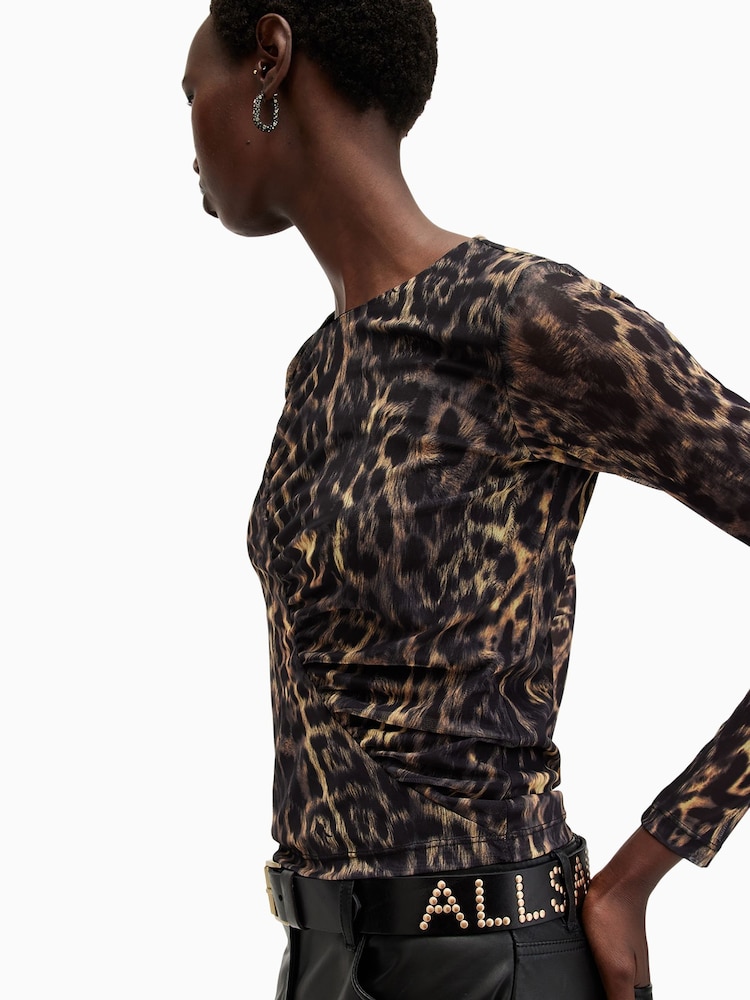 AllSaints Leopard Print Edana Mesh Top - Imagen 2 de 6