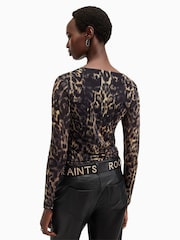AllSaints Leopard Print Edana Mesh Top - Imagen 5 de 6