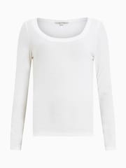 Blanco - AllSaints Rina Long Sleeve Scoop Neck T-Shirt - Imagen 7 de 7