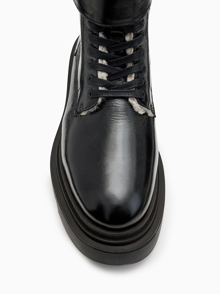 AllSaints Black Zoe Shearling Boots - Image 4 of 5